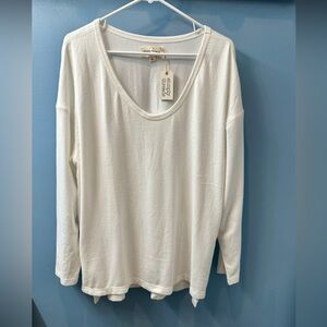 Simply Threads long sleeve tunic top white lightweight sweater like XL NWT